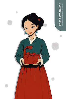 PSD 캐릭터 전통 손 옷 문화 일러스트 포장 한국 선물 소녀 빨간색 귀여움 보자기 전통의상 한복 민속 조화 뷰티풀 자태 디지털아트 스타일 국내일러스트 한국전통 여자 아시아 어린이 컬러 컨셉 신체부위 파일형식 천_직물