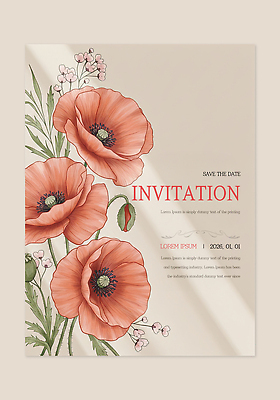 PSD 디자인 기념일 꽃 화초 백그라운드 일러스트 결혼식 그래픽 장식 초대장 양귀비 수국 드로잉 뷰티풀 색감 예시 아기자기 국내일러스트 카드프레임 식물 결혼 컨셉 카드_감사 프레임 미술 이벤트 파일형식