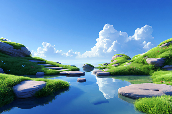 JPG 구름 편집이미지 자연 하늘 생명 풍경 초원 물 여름 강 평화 고요 돌_바위 숲 뷰티풀 이미지편집 AI컴퓨터그래픽 AI콘텐츠 자연요소 계절 컨셉 생태계 파일형식