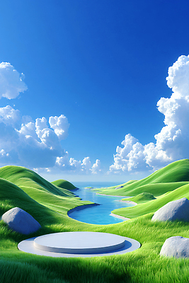 JPG 구름 편집이미지 자연 하늘 풍경 초원 초록색 물 강 햇빛 평화 바위 언덕 뷰티풀 이미지편집 AI컴퓨터그래픽 AI콘텐츠 자연요소 컬러 컨셉 태양 돌_바위 생태계 파일형식