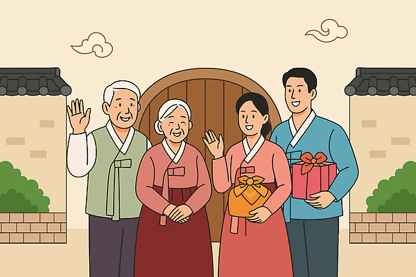 전통 명절 행복 문화 백그라운드 프로포즈 고건축 일러스트 가족 한국 함께함 선물 웃음 추석 모임 축하 한복 즐거움 웨이브 화합 세대 기념사진 국내일러스트 AI파일 한국전통 건축물 기념일 감정 아시아 컨셉 관계 표정 전통의상 파일형식 벡터