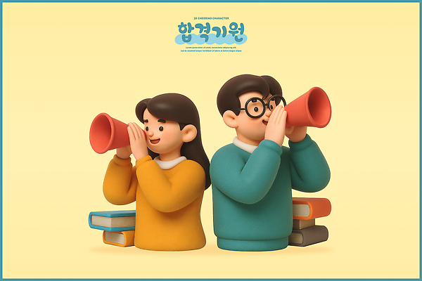 PSD 편집이미지 캐릭터 학생 교육 모션 따뜻함 책 확성기 수능 표현 토론 그림 수험생 의견 소통 색감 참여 책더미 편집3D 컨셉 고등학생 3D 시험 무더기 파일형식