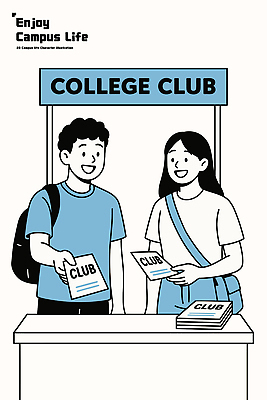 학생 일러스트 모션 대화 이벤트 친구 캠퍼스라이프 전시 정보 알림 즐거움 클럽 대학교 커뮤니티 모집 소통 관심 동아리 참여 국내일러스트 AI파일 라이프스타일 감정 컨셉 학교 관계 말하기 파일형식 벡터