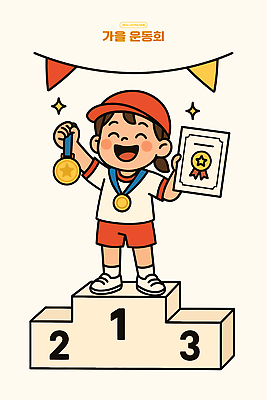 어린이 스포츠 일러스트 모션 놀이 성공 이벤트 부모 경쟁 기쁨 축하 우승 상패 메달 즐거움 금메달 체육대회 시상대 자랑 국내일러스트 AI파일 감정 컨셉 가족 사람 최고 상_우승 체육 대회 상_상패 파일형식 벡터