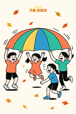 어린이 컬러 일러스트 모션 놀이 협력 밝음 이벤트 친구 달리기 소풍 가을 즐거움 체육대회 교류 친목 국내일러스트 AI파일 계절 감정 관계 사람 야외활동 체육 대회 파일형식 벡터