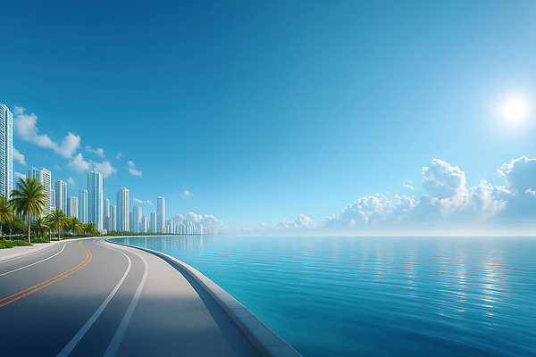 JPG 구름 편집이미지 바다 자연 일상 파란색 햇빛 평화 고층빌딩 산책 도시 해안도로 수평선 편집실사 AI포토 AI콘텐츠 자연요소 도로 컬러 컨셉 휴식 빌딩 라이프 태양 CG 생태계 파일형식