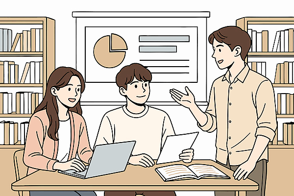 교육 백그라운드 일러스트 협력 대화 그래픽 노트북 학습 작업 발표 도서관 집중 프로젝트 국내일러스트 AI파일 컨셉 말하기 전자제품 파일형식 벡터