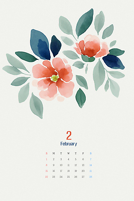 PSD 편집이미지 디자인 꽃 예술 컬러 백그라운드 잎 자연 수채화 일상 장식 달력 편안함 화사함 2월 이미지편집 식물 컨셉 라이프 감각 날짜 생태계 파일형식