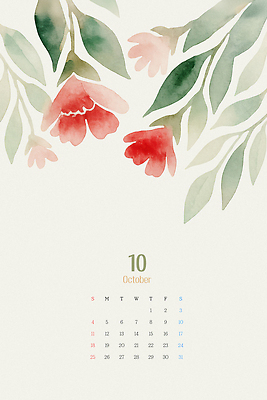 PSD 편집이미지 디자인 사계절 꽃 예술 컬러 잎 겨울 자연 수채화 장식 여름 봄 달력 가을 10월 이미지편집 식물 계절 날짜 생태계 파일형식