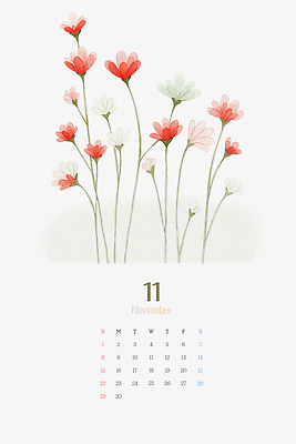 PSD 식물 편집이미지 디자인 계절 꽃 예술 자연 풍경 그래픽 달력 11월 뷰티풀 소프트 이미지편집 날짜 생태계 파일형식