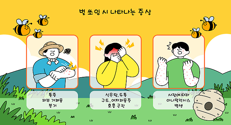 농업 일러스트 자연 건강 경고 안전 치료 정보 혈액 붓기 호흡 벌 피부관리 예방 두통 안전수칙 알레르기 가려움 벌초 양봉 증상 국내일러스트 AI파일 산업 곤충 의학 모션 뷰티 질병 생태계 파일형식 벡터