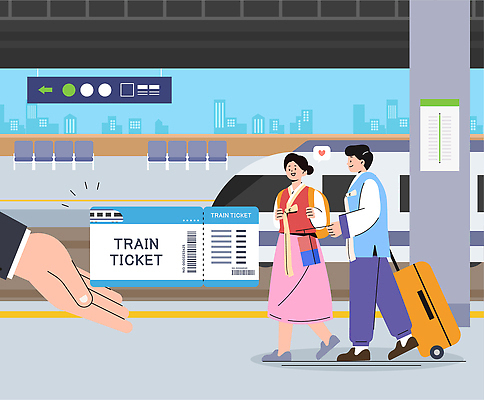 손 커플 여행 이동 일러스트 여러명 여행객 추석 기차 대기 도시 표 역 승차 출발 연휴 설렘 수하물 국내일러스트 AI파일 명절 육상교통 다수 컨셉 관계 교통시설 모션 그래프 대중교통 사람 신체부위 공휴일 파일형식 벡터