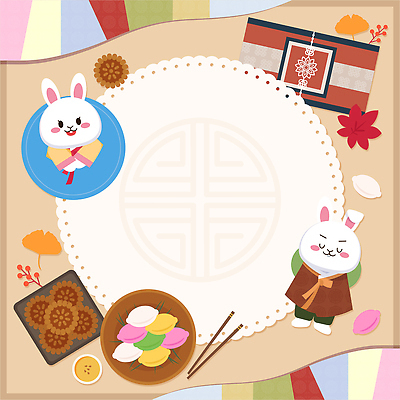 캐릭터 전통 명절 문화 컬러 과일 일러스트 가족 탁자 디저트 한국 추석 귀여움 축제 모임 전통음식 토끼 오브젝트 송편 뷰티풀 간편조리식품 국내일러스트 AI파일 기념일 아시아 음식 가구 컨셉 포유류 관계 떡 반려동물 파일형식 벡터