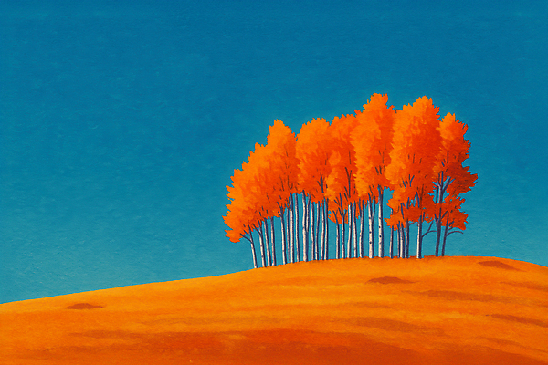 JPG 나무 식물 응시 컬러 단풍 일러스트 자연 하늘 풍경 금색 가을 나뭇가지 숲 언덕 지형 조화 뷰티풀 국내일러스트 AI일러스트 AI콘텐츠 시선 계절 잎 생태계 파일형식