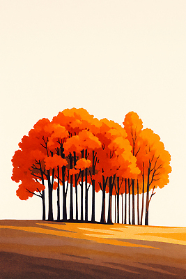 JPG 나무 식물 일러스트 자연 하늘 산 따뜻함 풍경 햇빛 평화 주황색 일몰 가을 농촌 시골 숲 조화 뷰티풀 색채 국내일러스트 AI일러스트 AI콘텐츠 계절 컬러 컨셉 태양 노을 생태계 파일형식