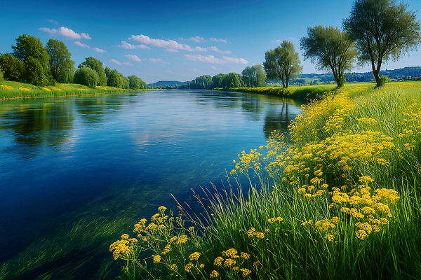 JPG 나무 편집이미지 꽃 자연 하늘 풍경 초원 물 여름 강 태양 평화 맑음 수면 이미지편집 AI포토 AI콘텐츠 자연요소 식물 계절 컨셉 날씨 생태계 파일형식