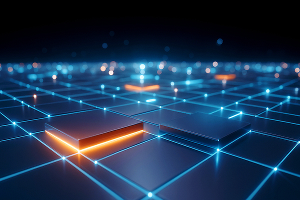 JPG 편집이미지 디자인 기술 파란색 빛 환경 디지털 주황색 터치 네트워크 전자 격자 혁명 AI_인공지능 이미지편집 AI컴퓨터그래픽 AI콘텐츠 컬러 컨셉 무늬 파일형식