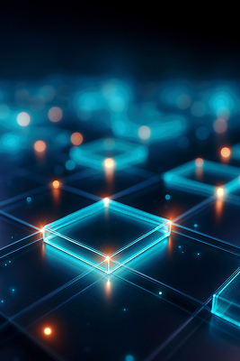 JPG 편집이미지 디자인 패턴 추상 기술 그래픽 파란색 빛 디지털 사각형 주황색 공간 에너지 구성 이미지편집 AI컴퓨터그래픽 AI콘텐츠 도형 컬러 무늬 파일형식