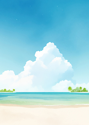 JPG 식물 구름 바다 여행 일러스트 자연 하늘 바람 휴식 열대 풍경 해변 일상 여름 파란색 햇빛 평화 수영 국내일러스트 AI일러스트 AI콘텐츠 자연요소 계절 컬러 컨셉 날씨 라이프 태양 수상스포츠 생태계 파일형식