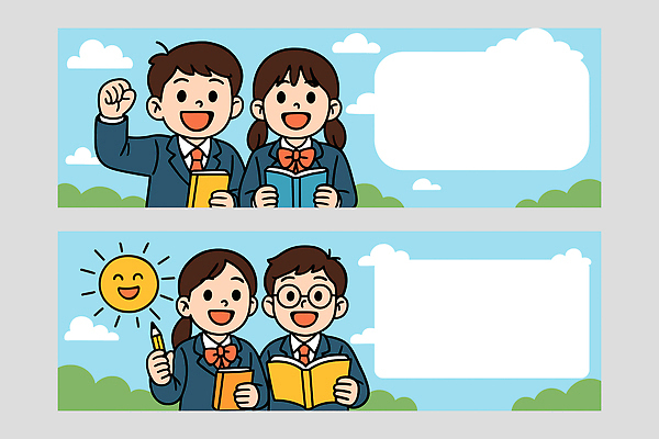 학생 교육 교복 어린이 일러스트 모션 하늘 표정 웃음 풍경 책 친구 학습 독서 태양 시간 읽기 즐거움 활기 소통 국내일러스트 AI파일 자연요소 옷 감정 컨셉 관계 사람 파일형식 벡터