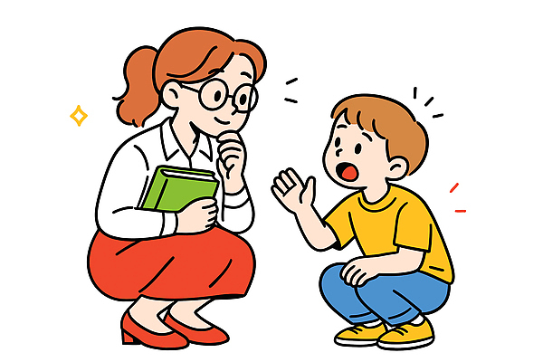 학생 교육 감정 어린이 일러스트 교실 응원 모션 이야기 대화 학습 교사 공간 교양 질문 상담 소통 공감 관심 조언 국내일러스트 AI파일 직업 컨셉 학교 말하기 사람 파일형식 벡터