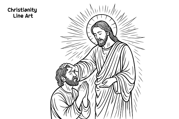 남자 감정 기독교 종교 선 상징 일러스트 친절 미소 믿음 희망 만남 기도 예수 의식 축복 신앙생활 국내일러스트 AI파일 컨셉 표정 사람 신_종교 파일형식 벡터