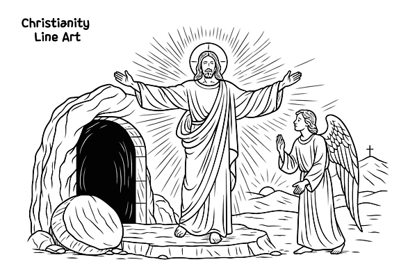 전통 기독교 종교 일러스트 천사 부활절 교회 믿음 성경 희망 기도 무덤 예수 축복 기적 괴로움 부활 회복 국내일러스트 AI파일 기념일 감정 컨셉 종교용품 종교건축 건물 신_종교 파일형식 벡터