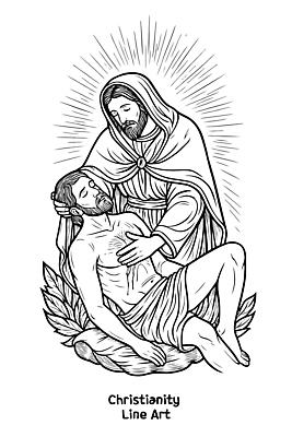 전통 기독교 종교 상징 일러스트 사랑 사람 성경 희망 슬픔 죽음 예수 역사 애도 숭배 영원 인내 국내일러스트 AI파일 감정 종교용품 신_종교 파일형식 벡터