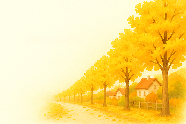 JPG 길 여유 단풍 잎 일러스트 자연 주택 풍경 생활 햇빛 산책로 가을 힐링 조용 길가 뷰티풀 목가 국내일러스트 AI일러스트 AI콘텐츠 식물 계절 감정 건물 태양 생태계 파일형식