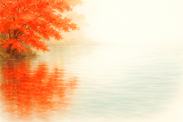 JPG 나무 물결 컬러 일러스트 자연 생명 단풍나무 아침 나선형 풍경 빨간색 반사 고요 안개 가을 연못 생태 조용 뷰티풀 국내일러스트 AI일러스트 AI콘텐츠 주간 식물 계절 단풍 무늬 날씨 생태계 파일형식