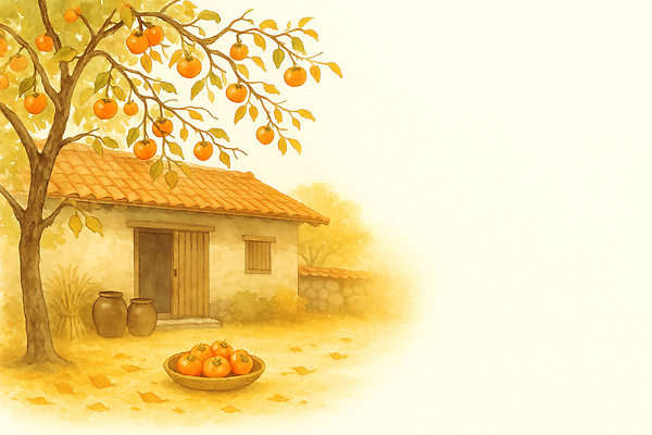 JPG 나무 전통 꽃 행복 겨울 과일 일러스트 자연 귤 따뜻함 풍경 세트 햇빛 농장 바구니 평화 수확 농촌 색감 국내일러스트 AI일러스트 AI콘텐츠 식물 계절 감정 컨셉 농업 태양 시골 생태계 파일형식