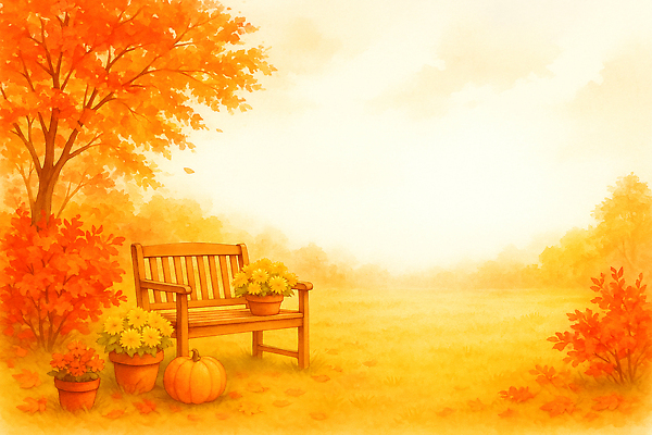 JPG 식물 사계절 화분 단풍 일러스트 자연 호박 휴식 국화 풍경 일상 평화 정원 주황색 금색 가을 숲 편안함 나무의자 뷰티풀 풍요 국내일러스트 AI일러스트 AI콘텐츠 계절 꽃 컬러 컨셉 잎 채소 의자 라이프 목재 감각 생태계 파일형식