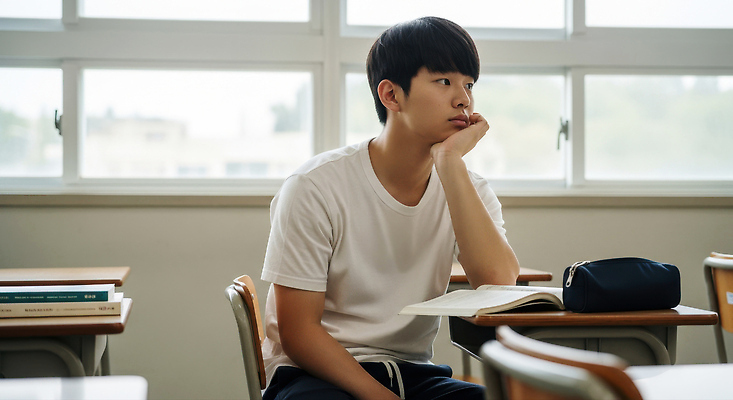 JPG 편집이미지 학생 교육 남학생 생각 창문 교실 청소년 휴식 학습 햇빛 집중 책상 조용 의료성형뷰티 편집실사 AI인물포토 AI콘텐츠 남자 가구 컨셉 학교 사람 태양 CG 파일형식 AI포토