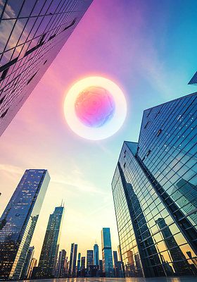 JPG 편집이미지 건축물 현대건축 자연 유리 하늘 풍경 빛 도시풍경 노을 고층빌딩 도시 저녁 스카이라인 이미지편집 AI컴퓨터그래픽 AI콘텐츠 자연요소 건축 재질 빌딩 야간 생태계 파일형식