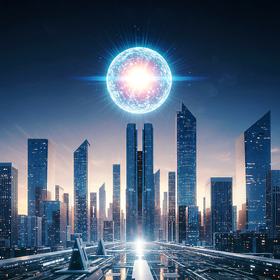 JPG 편집이미지 하늘 미래 설계 기술 건물 빛 에너지 도시 저녁 신비 고층 경관 이미지편집 AI컴퓨터그래픽 AI콘텐츠 건축물 컨셉 풍경 야간 파일형식