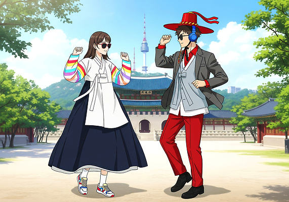 JPG 나무 전통 패션 문화 여행 일러스트 한국 햇빛 소풍 정원 궁전 춤 역사 한복 즐거움 경복궁 뷰티풀 국내일러스트 AI일러스트 AI콘텐츠 식물 한국전통 감정 아시아 고건축 문화예술 태양 야외활동 전통의상 파일형식