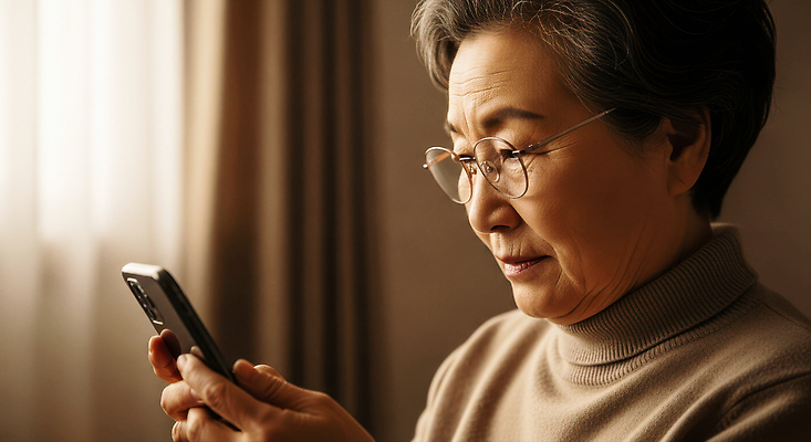 JPG 편집이미지 여자 감정 중년 모션 커뮤니케이션 조명 기술 실내 표정 일상 스마트폰 편안함 집중 순간 의료성형뷰티 편집실사 AI인물포토 AI콘텐츠 컨셉 사람 성인 내부 라이프 핸드폰 스마트기기 감각 CG 파일형식 AI포토