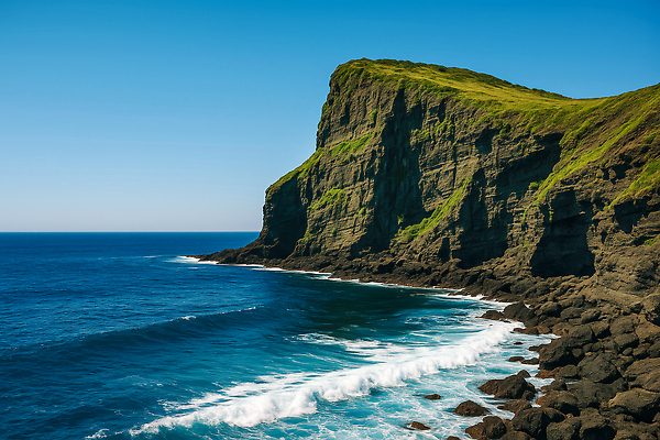 JPG 편집이미지 파도 바다 여행 자연 하늘 풍경 해변 여름 절벽 바위 서해 수평선 편집실사 AI포토 AI콘텐츠 계절 돌_바위 CG 생태계 파일형식