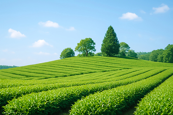 JPG 나무 편집이미지 여유 농업 자연 하늘 건강 풍경 초원 초록색 파란색 햇빛 언덕 차밭 편집실사 AI포토 AI콘텐츠 식물 감정 산업 컬러 밭 태양 CG 생태계 파일형식