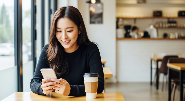 JPG 편집이미지 여자 여유 커피 의자 탁자 휴식 대화 사람 스마트폰 카페 시간 편안함 집중 즐거움 의료성형뷰티 편집실사 AI인물포토 AI콘텐츠 감정 음료 가구 컨셉 말하기 핸드폰 스마트기기 상점 감각 CG 파일형식 AI포토