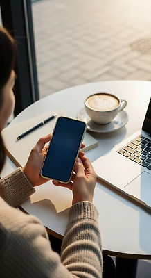 JPG 편집이미지 손 여자 여유 커피 음료 인터넷 탁자 일상 노트북 스마트폰 카페 작업 편안함 즐거움 오후 의료성형뷰티 편집실사 AI인물포토 AI콘텐츠 감정 가구 사람 라이프 신체부위 전자제품 핸드폰 스마트기기 상점 감각 CG 파일형식 AI포토