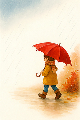 JPG 나무 길 어린이 낙엽 일러스트 우산 자연 풍경 소년 빨간색 햇빛 걷기 귀여움 산책 가을 물방울 비 국내일러스트 AI일러스트 AI콘텐츠 자연요소 식물 계절 남자 컬러 컨셉 잎 모션 날씨 휴식 사람 태양 생태계 파일형식