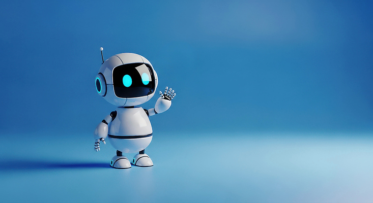 JPG 편집이미지 캐릭터 디자인 감정 포즈 미래 기술 표정 종류 귀여움 로봇 파란배경 소통 손흔들기 상호작용 이미지편집 AI컴퓨터그래픽 AI콘텐츠 백그라운드 컨셉 모션 파란색 파일형식