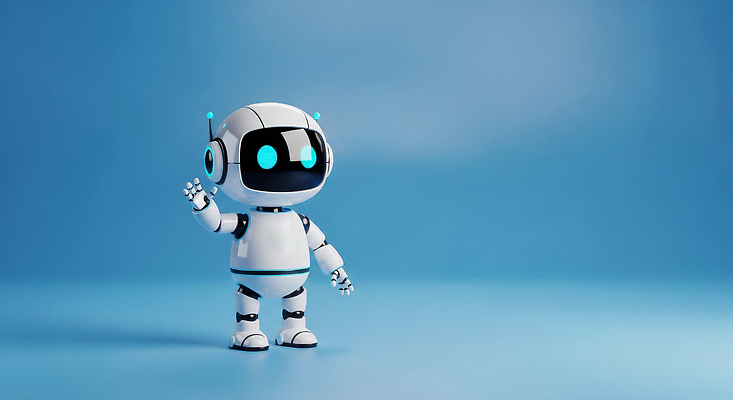 JPG 편집이미지 캐릭터 디자인 감정 미래 기술 손짓 파란색 귀여움 로봇 창의성 특징 상호작용 이미지편집 AI컴퓨터그래픽 AI콘텐츠 컬러 컨셉 모션 파일형식