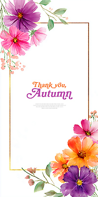 JPG 디자인 계절 꽃 포스터 예술 컬러 백그라운드 일러스트 자연 생명 그래픽 장식 가을 메시지 편안함 코스모스 감사 화사함 뷰티풀 창의성 테마 국내일러스트 AI일러스트 AI콘텐츠 식물 감정 컨셉 감각 생태계 파일형식