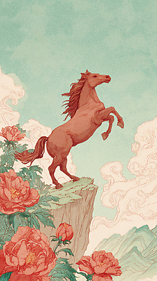 JPG 동물 구름 꽃 여유 예술 일러스트 자연 하늘 생명 풍경 빨간색 일출 고요 암석 말_게임 뷰티풀 국내일러스트 AI일러스트 AI콘텐츠 자연요소 식물 감정 컬러 노을 돌_바위 생태계 파일형식