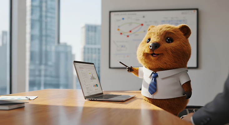 JPG 동물 편집이미지 비즈니스 회의 컴퓨터 사무실 귀여움 작업 프레젠테이션 분석 모던 기획 코알라 이미지편집 AI컴퓨터그래픽 AI콘텐츠 컨셉 포유류 전자제품 파일형식