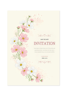 PSD 편집이미지 디자인 꽃 자연 이벤트 그래픽 장식 봄 우아함 코스모스 초대장 조화 뷰티풀 색감 이미지편집 식물 계절 컨셉 카드_감사 생태계 파일형식