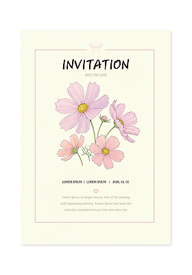 PSD 편집이미지 디자인 꽃 분홍색 발렌타인데이 이벤트 장식 코스모스 그림 레이아웃 초대장 세련 이미지편집 식물 컬러 데이이벤트 카드_감사 파일형식