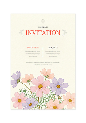 PSD 편집이미지 디자인 기념일 꽃 예술 컬러 자연 결혼식 이벤트 장식 생일 날짜 인쇄 코스모스 초대장 이미지편집 식물 결혼 카드_감사 생태계 파일형식